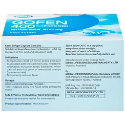 Thuốc Gofen 400 MEGA We care điều trị hạ sốt, giảm đau (5 vỉ x 10 viên)