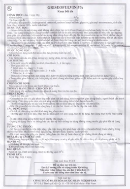Kem bôi da Griseofulvin 5% Mekophar điều trị các bệnh nấm da, tóc, lông, móng tay, móng chân (10g)