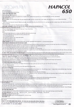 Thuốc Hapacol 650 DHG giảm đau, hạ sốt (10 vỉ x 5 viên)