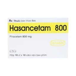 Thuốc Hasancetam 800 Hasan điều trị rối loạn chức năng não, suy giảm trí nhớ (10 vỉ x 10 viên)