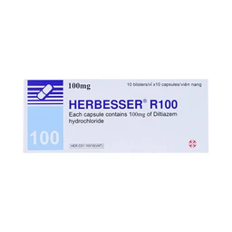 Thuốc Herbesser R100 điều trị tăng huyết áp vô căn, đau thắt ngực ổn định (10 vỉ x 10 viên)