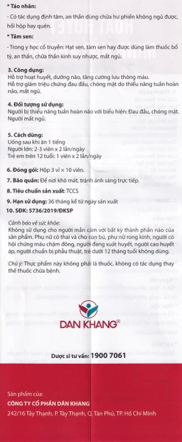 Viên uống Hoạt Huyết Minh Não Khang hỗ trợ hoạt huyết, giảm đau đầu, chóng mặt, mất ngủ (3 vỉ x 10 viên) 10