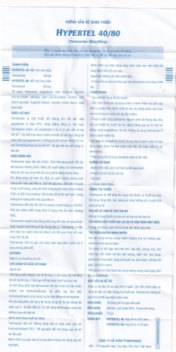 Thuốc Hypertel 40mg Pymepharco điều trị cao huyết áp vô căn (4 vỉ x 7 viên) 