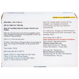 Viên nén Janumet 50mg/500mg MSD điều trị đái tháo đường típ 2 (4 vỉ x 7 viên)