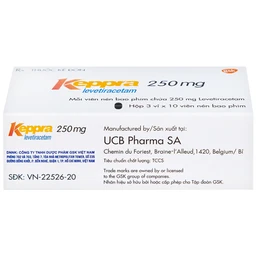 Viên nén Keppra 250mg GSK điều trị các cơn động kinh cục bộ (3 vỉ x 10 viên)