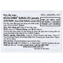 Kim lấy máu Accu Chek Softclix (25 cái) dùng cho máy Accu Chek Instant, Active