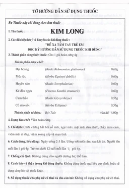 Thuốc Kim Long chữa chứng hắt hơi, sổ mũi, ngạt mũi, mặt mũi đau nhức (10 gói x 4g)