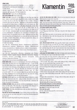 Cốm pha hỗn dịch uống Klamentin 500/62.5 DHG Pharma điều trị nhiễm khuẩn đường hô hấp (24 gói) 