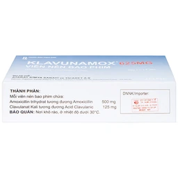 Thuốc Klavunamox 625mg Atabay điều trị nhiễm khuẩn đường hô hấp, da và mô mềm (3 vỉ x 5 viên)
