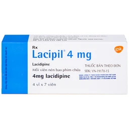 Viên nén Lacipil 4mg GSK điều trị tăng huyết áp (4 vỉ x 7 viên)