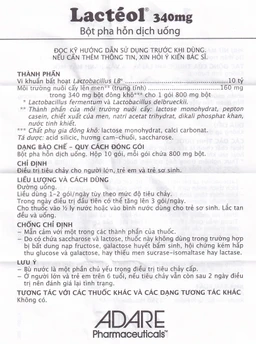 Bột pha hỗn dịch uống Lactéol 340mg điều trị tiêu chảy (10 gói)