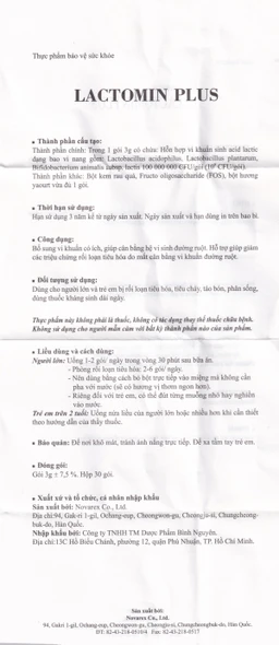 Cốm bổ sung lợi khuẩn Lactomin Plus Novarex (30 gói)