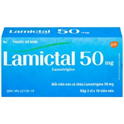 Viên nén Lamictal 50mg GSK điều trị động kinh và phòng ngừa bệnh rối loạn lưỡng cực (3 vỉ x 10 viên)