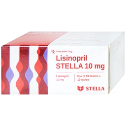 Viên nén Lisinopril Stella 10mg điều trị tăng huyết áp, suy tim sung huyết (10 vỉ x 10 viên)