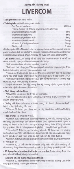 Viên nang mềm Livercom Hataphar bổ sung vitamin B và hỗ trợ điều trị rối loạn tiêu hóa (12 vỉ x 5 viên)