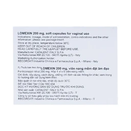 Viên đặt âm đạo Lomexin 200mg điều trị nhiễm nấm Candida âm hộ - âm đạo (1 vỉ x 6 viên)