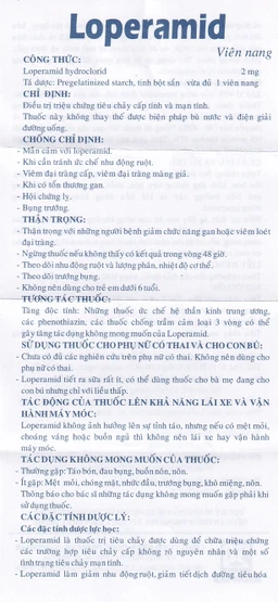 Viên nang cứng Loperamid 2mg Nadyphar điều trị triệu chứng tiêu chảy cấp tính và mạn tính (10 vỉ x 10 viên)