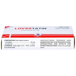 Thuốc Lovastatin 20mg Domesco phòng ngừa biến cố tim mạch (1 vỉ x 10 viên)