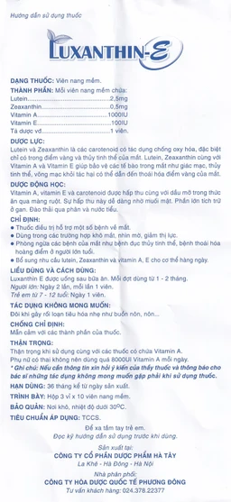 Thuốc Luxathin-E hỗ trợ điều trị bệnh lý về mắt, khô mắt, nhìn mờ, cải thiện thị lực (3 vỉ x 10 viên)