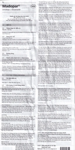 Viên nén Madopar Levodopa And Benserazide 250 Roche điều trị bệnh Parkinson vô căn (30 viên)