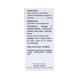 Cốm pha hỗn dịch uống Mecefix-B.E 50mg Merap điều trị viêm tai giữa, viêm xoang (20 gói)