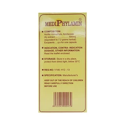 Viên nang cứng MediPhylamin 500mg Mediplantex hỗ trợ tăng sức đề kháng, giảm cơn đau ung thư (10 vỉ x 10 viên)