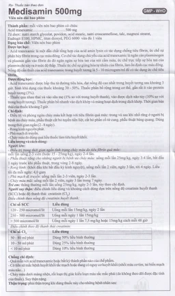 Thuốc Medisamin 500mg Mediplantex điều trị chảy máu ở bệnh ưa chảy máu, rong kinh (10 vỉ x 10 viên) 