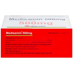 Thuốc Medisamin 500mg Mediplantex điều trị chảy máu ở bệnh ưa chảy máu, rong kinh (10 vỉ x 10 viên) 