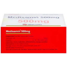 Thuốc Medisamin 500mg Mediplantex điều trị chảy máu ở bệnh ưa chảy máu, rong kinh (10 vỉ x 10 viên) 