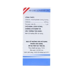 Thuốc bột uống Mekocefaclor 125mg Mekophar điều trị viêm họng, viêm phế quản, viêm admidan (12 gói)