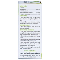 Dung dịch xông mũi họng Melyptol Dược 3-2 điều trị hỗ trợ sát khuẩn, giảm đau đường hô hấp (5ml)