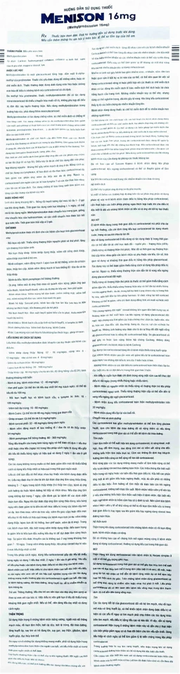 Thuốc Menison 16mg Pymepharco điều trị rối loạn nội tiết, viêm khớp, bệnh collagen (3 vỉ x 10 viên)