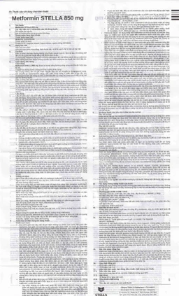 Viên nén Metformin Stella 850mg điều trị bệnh đái tháo đường (4 vỉ x 15 viên)