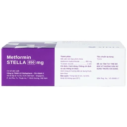 Viên nén Metformin Stella 850mg điều trị bệnh đái tháo đường (4 vỉ x 15 viên)