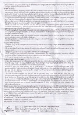 Viên nén Mexcold 500 Imexpharm điều trị đau đầu, đau răng, đau nhức bắp thịt (10 vỉ x 10 viên)