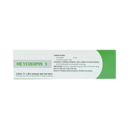 Viên nén Meyerdipin 5 Meyer - BPC điều trị tăng huyết áp nhẹ và vừa, đau thắt ngực ổn định (5 vỉ x 10 viên) 