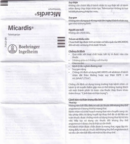 Viên nén Micardis 80mg Boehringer điều trị tăng huyết áp vô căn (3 vỉ x 10 viên) 5