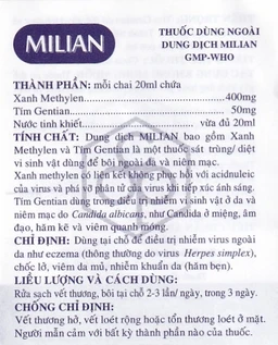 Dung dịch Milian OPC điều trị nhiễm virus ngoài da, chốc lở, viêm da mủ (20ml)