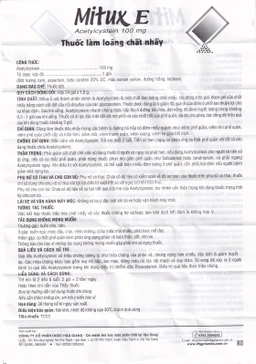Thuốc bột uống Mitux E 100mg DHG Pharma làm loãng chất nhầy (24 gói x 1,5g)