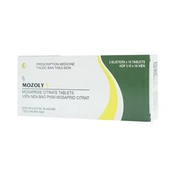 Viên nén Mozoly 5mg Cadila điều trị ợ nóng, buồn nôn, trào ngược dạ dày - thực quản (3 vỉ x 10 viên) 