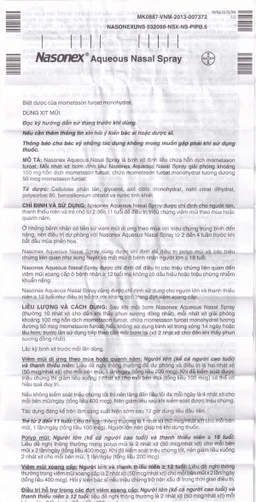 Thuốc xịt mũi Nasonex Bayer điều trị viêm mũi dị ứng (60 liều)