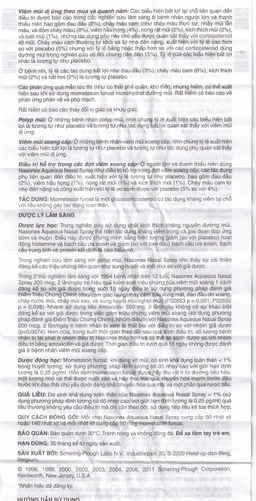 Thuốc xịt mũi Nasonex Bayer điều trị viêm mũi dị ứng (60 liều)