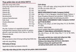 Viên uống bổ sung vitamin nhóm B NAT B MEGA We care (3 vỉ x 10 viên)