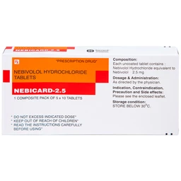 Viên nén Nebicard 2.5 Torrent điều trị tăng huyết áp (5 vỉ x 10 viên)