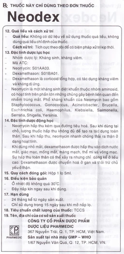 Thuốc nhỏ mắt Neodex Pharmedic hỗ trợ điều trị viêm kết mạc, giác mạc, viêm mí mắt (5ml)