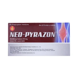 Thuốc Neo-Pyrazon 50mg United giảm đau, hạ sốt và kháng viêm (25 vỉ x 4 viên)