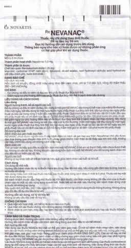 Thuốc nhỏ mắt Nevanac Alcon điều trị viêm, đau sau phẫu thuật đục thủy tinh thể (5ml)