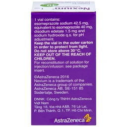 Bột pha tiêm Nexium 40mg AstraZeneca điều trị kháng tiết dịch vị, trào ngược dạ dày - thực quản (1 lọ)