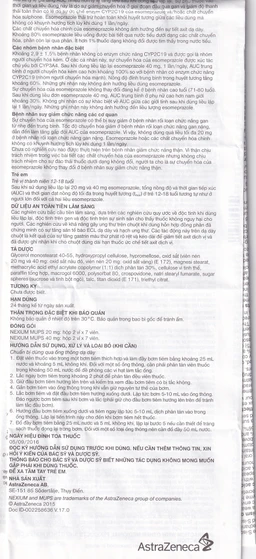 Viên nén Nexium Mups 20mg AstraZeneca điều trị trào ngược dạ dày - thực quản, loét dạ dày (2 vỉ x 7 viên)