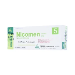 Viên nén Nicomen 5mg Standard Chem And Pharm điều trị đau thắt ngực (10 vỉ x 10 viên)